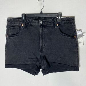 H&M Denim Mom Shorts Ultra High Waist Regular Fit Washed Black Jean Shorts 18